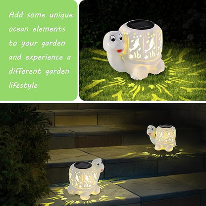 Solar Lantern Lights,Turtle & Dolphin Outdoor Lantern with LED Garden Light, Decorative Lanterns Table Lamp for Patio Yard Garden Decor Outside Clearance Gifts for Birthday Grandma
