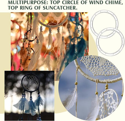 20 Pieces Wind Chime Supplies DIY Top Circles of Wind Chime Kit with 2 Volumes Line Top Circles for Outdoor Home Garden Patio (Transparent)