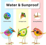 3 Pack Garden Outdoor Metal & Glass Bird Yard Art, Lawn Ornaments Outdoor Decor for Porch Patio, Housewarming Birthday Gifts for Grandma Mom Women