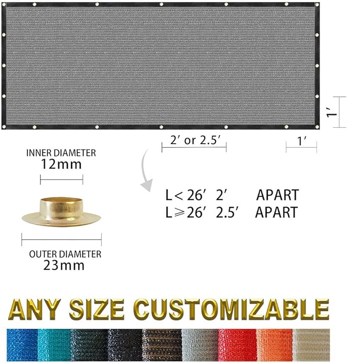 Houssity Grey 3' x 35' Balcony Deck Fence Privacy Screen Cover Panel Shade Cloth Fabric for Chain Link Fence Patio Pool Railing Driveway Walkway Porch Playground Dog Kennel Residence Commercial Use