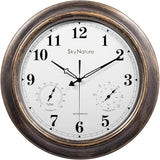 Outdoor Clocks Waterproof, 18 in Large Outdoor Clock for Patio w/Thermometer Hygrometer, Silent Battery Operated Decorative Vintage Outdise / Indoor Wall Clock for Living Room/Bathroom/Pool, Bronze