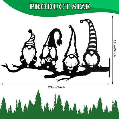 Alnicov Steel Branch Gnomes Decoration，Metal Tree Art Metal Gnomes ，Cute Hollowed Out Steel Garden Gnomes Silhouette for Home Garden Yard Outdoor Tree Decoration