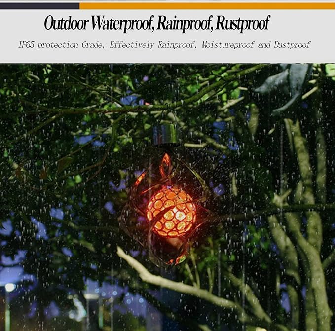 Powstro Solar Hanging Lamp, Wind Sparkling Crystal Ball Color Changing LED Ornament for Lawns and Gardens