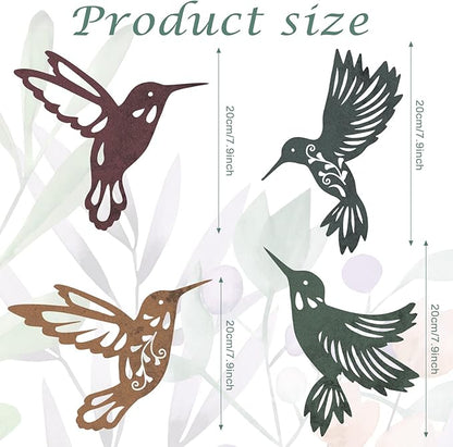 Teling 4 Pcs Metal Hummingbird Wall Art Metal Dragonfly Wall Decor for Modern Farmhouse Rustic Home Living Room Bedroom Kitchen Patio Indoor Outdoor Decor(Hummingbird)