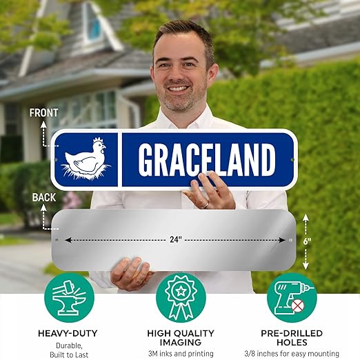 SmartSign Customize Your Own Blue Street Sign with Hen Symbol | 6" x 24" 3M EG Reflective Aluminum