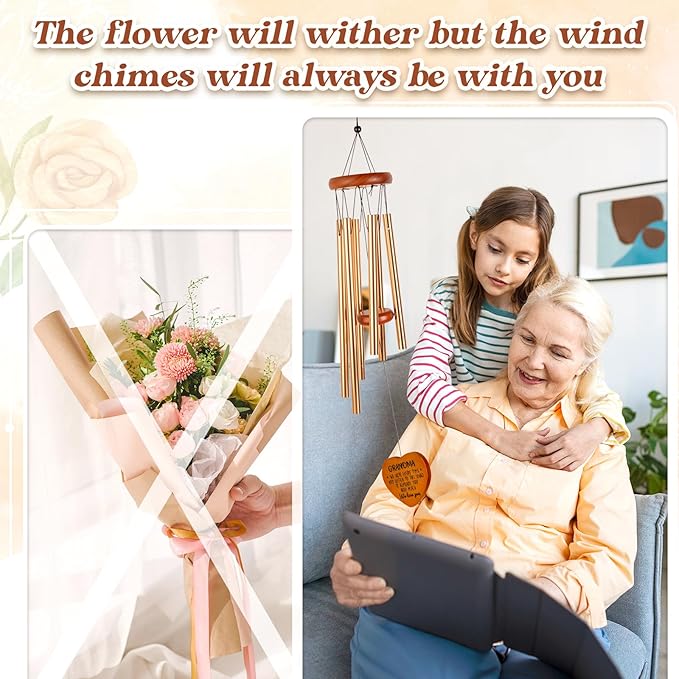 Gifts for Grandma, Grandma Birthday Gifts from Grandkids, Grandma Gift Wind Chimes, Mothers Day Grandma Gift, Present for Grandmother from Granddaughter Grandson Grandchildren