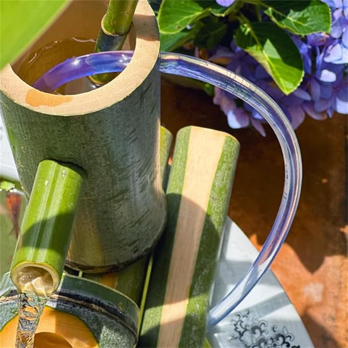 Bamboo Water Fountain with Solar Pump, Outdoor Freestanding Fountains Japan Garden Waterfall Outdoor Water Fountain Spout,Without Tank,25cm,Creativity,