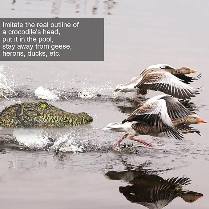 Alligator Head Outdoor Scary Decor - Crocodile Float for Pool Gator to Scare Away Geese Duck Bird - Floating Pond Decor for Outdoor Garden Yard Lake
