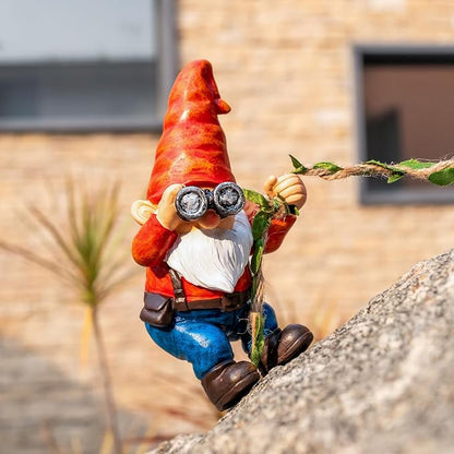 Hanging Gnome Garden Statue Funny Climbing Gnomes with Telescope Tree Hugger for Outdoor Lawn Home Patio Yard Art Decoration Christmas Birthday Gifts for Mom Women
