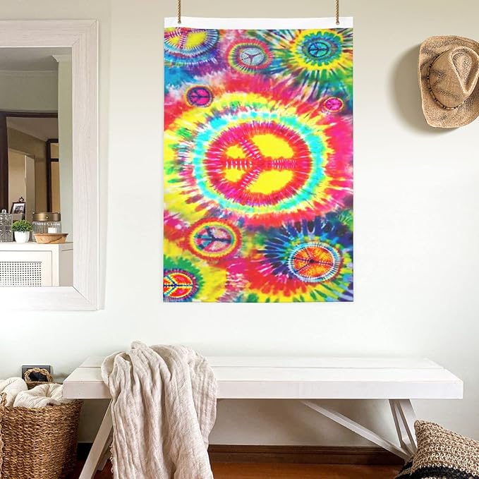 Tie Dye Peace Flag 2x3 Ft Outdoor Indoor With Grommet Rainbow Color Hippie Flag Garden Yard Banner Decorative Sign