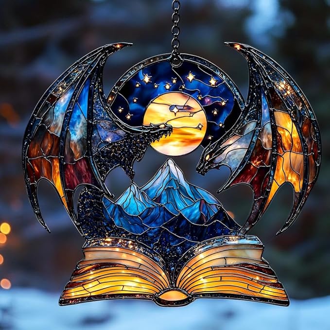 Fantasy Book Lover Acrylic Suncatcher Window Hanging Mini Bookshelf Decor Reader Gift Fantasy Decor
