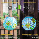 VCUTEKA Solar Lanterns Outdoor Waterproof - Hanging Solar Lights Garden LED Lanterns Mosaic Glass Design for Landscape Patio Yard Garden Pathway Decoration