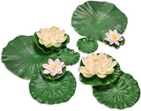 Fake Lily Pads, 10 PCS Artificial Lotus with Water Lily Pad, Realistic Water Floating Foam Lotuses Lily Pads, Artificial Floating Lotus Decor with Lily Pad for Home Outdoor Ponds