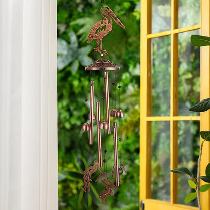 VioraWhite Pelicans Wind Chimes Outdoor Decoration for Women Men Mom Wife Grandma Pelicans Gifts Memorial Metal Wind Chimes for Outside Indoors, Lawn, Patio, Home, Porch, Garden, Yard Decor