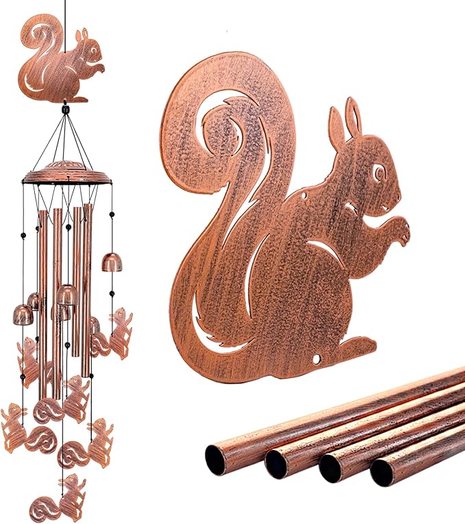for Mom Squirrel Wind Chimes for Outside,Squirrel Gifts for Women Men/Memorial Gift/Birthday Gifts Metal windchimes Outdoors/Indoors,Garden Decor,Patio,Home,Porch,Yard Decorations