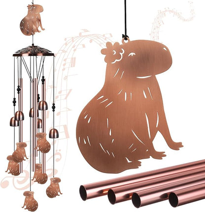 Briwooody Capibara Wind Chimes for Outside Capibara Gifts for Women Mom Metal Wind Chimes Memorial Birthday Decor for Outdoors Patio Garden Porch Home Yard Decoration