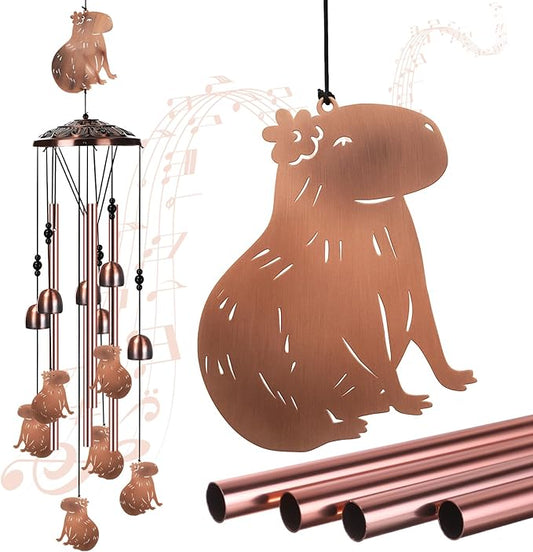 Briwooody Capibara Wind Chimes for Outside Capibara Gifts for Women Mom Metal Wind Chimes Memorial Birthday Decor for Outdoors Patio Garden Porch Home Yard Decoration