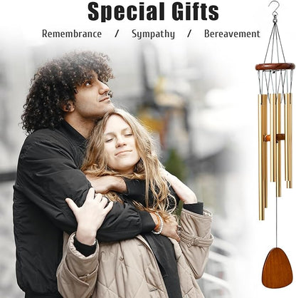 kathson Classic Wind Chimes for Outside, Memorial Windchimes for Loss of Loved One, Outdoor Deep Tone Aluminum Gift Wind Chime for Garden, Patio, Yard Zen Decoration, Gold