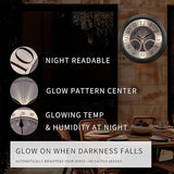 18" Illuminated in/Outdoor Clock with Smart Sensor and Night Light, Waterproof, Large Wall Clock with Thermometer & Hygrometer, for Garden,Pool and Patio Decor (Morning Silver)
