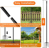 MuliVid 6 Pack 9FT String Light Poles for Outdoor,Metal Lights Hanging Pole Outside with Fork,Light Stand for Patio, Pergola, Garden, Backyard, Yard, Camping Party