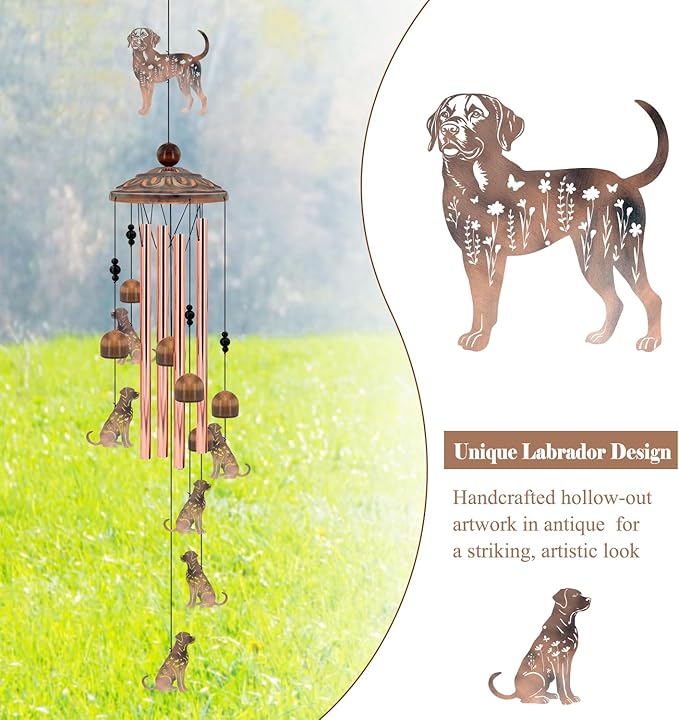 Dog Wind Chimes for Outside, Dog Windchimes Gifts for Grandma/Women Birthday Gifts,Outdoor/Indoor Metal Wind Chime for Garden,Home, Lawn, Porch, Yard (35")