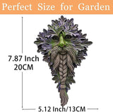 7.9" Real Tree Face Hugger Statue, Garden Whimsical Resin Statues with Foliage Features, Outdoor Fairy Elve Accent Yard Art, Halloween Trees Decorations Outdoor Wall Mounted Statue