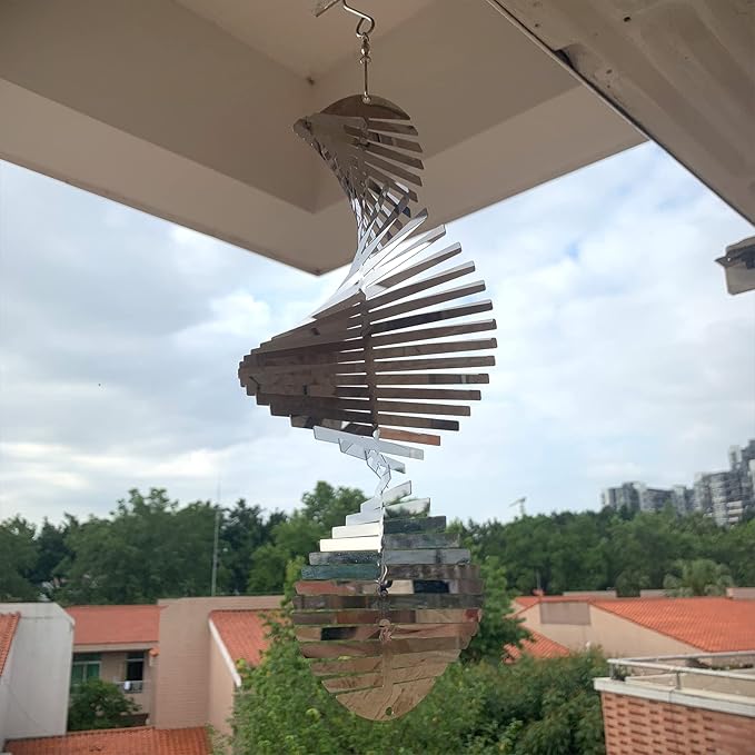 Hanging Wind Spinners Stainless Steel Metal Outdoor Garden Decor, Highly Reflective Bird Deterrent to Scare Birds Away from Yard Patio Farm 12inch,Gifts for Women Mom Dad Friend