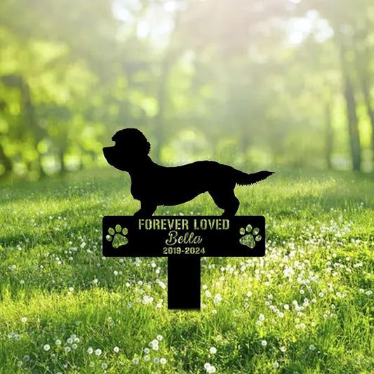 Custom Dandie Dinmont Terrier Metal Memorial Garden Stake Personalized Pet Grave Marker Name Sign Remembrance Stake Decor Sympathy Dog Loss,Outdoor Statues for Yard Garden Lawn Patio Pathway Grave.