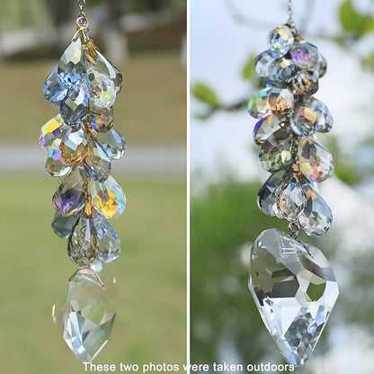 45mm Crystal Glass Heart Prisms Suncatcher Hanging Ornament Chakra Crystals Rainbow Maker with Colors Crystal Pendants for Home,Office,Garden Decoration (Heart)