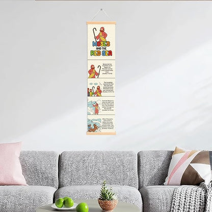 Moses and the Red Sea Banner, Church Banner, Christian Rustic Hanging Door Flag, Farmhouse Decorations Outdoor Indoor, Church Activity Decor, Bible Lesson, Scripture and Words Decorations