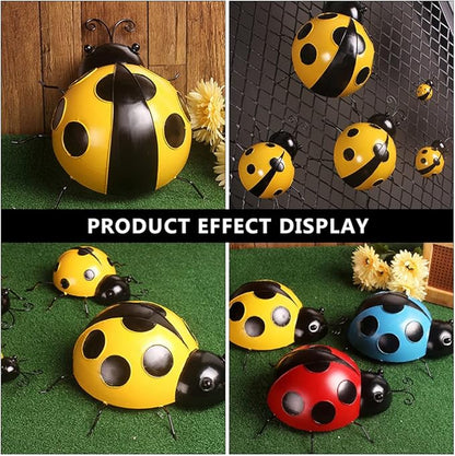 TOYANDONA 3pcs Simulated Ladybug Decorations Outdoor Iron Art Adornments Extra for Garden Lawn and Vibrant Ladybug Ornaments for Backyard and Landscape