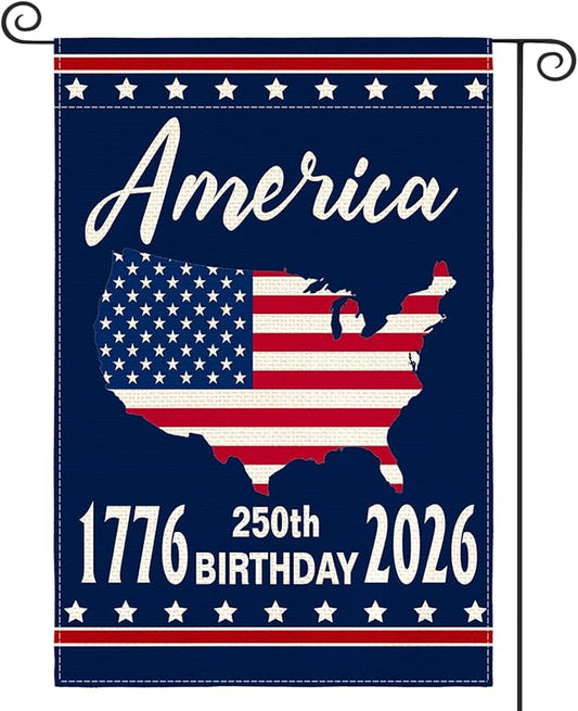 AVOIN colorlife 1776-2026 America 250th Anniversary Patriotic Garden Flag 12x18 Inch Double Sided Outside, 4th of July American 250 Years Yard Outdoor Decoration