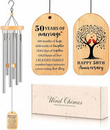 50th Anniversary Wind Chimes, Gifts for 50 Year Wedding Anniversarie Couple Parents, Happy 50th Anniversary Decorations, 25.5inch, Love Bird