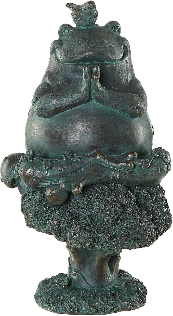 Topadorn Frog Statue Zen Garden Figurines for Home and Garden Decor, Garden Decoration Resin Statuary Yoga Frog, Dark Green