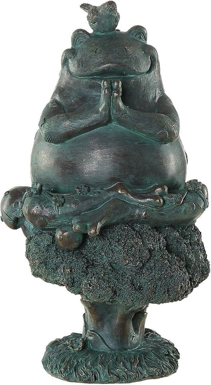 Topadorn Frog Statue Zen Garden Figurines for Home and Garden Decor, Garden Decoration Resin Statuary Yoga Frog, Dark Green