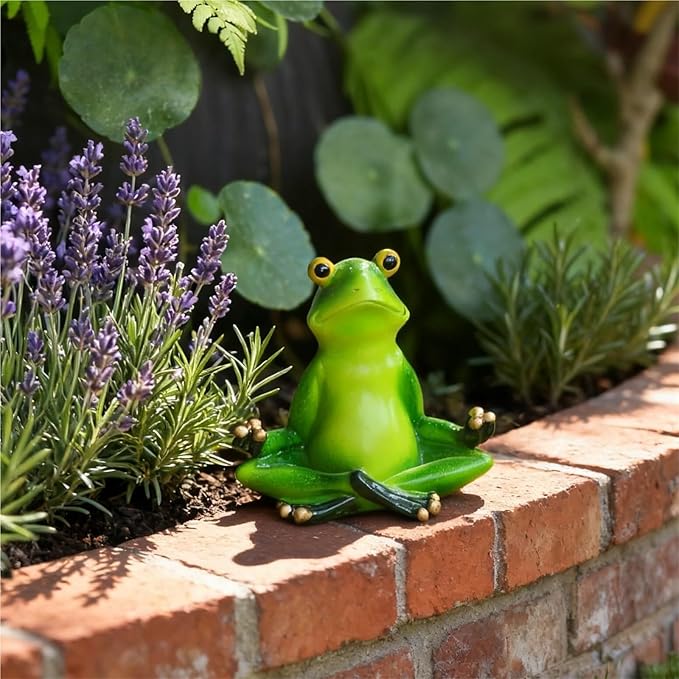 Cute Statues Frog Statue Outdoor Garden Sculptures for Yard Lawn Resin Animal Figurines Yoga Art Backyard Decor(Meditation)