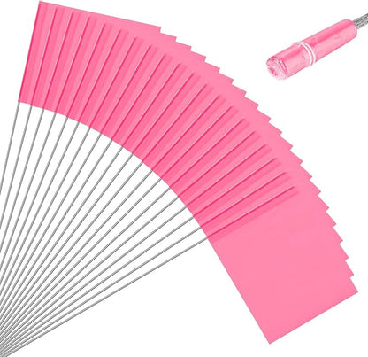 M METERXITY 20-Pack Blank Marking Flags, 15x5.1x4 Inch Waterproof Yard Flags Marking for Lawn/Garden/Irrigation/Landscape/Sprinkler/Survey/Dog Training/DIY [Pink]