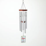 Woodstock Wind Chimes 26" Butterfly Garden Chime, Stained-Glass Acrylic Wind Catcher Chimes Silver Aluminum Tubes, Windchime for Outside Garden Decor, Outdoor Patio and Front Porch