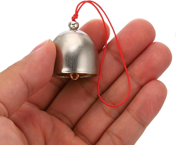 PATIKIL 6 Pcs Wind Chime, Hanging Bells Temple Bells Retro Outdoor Hanging Metal Chinese Wind Chime Round for Outside Garden Camping, Silver Red