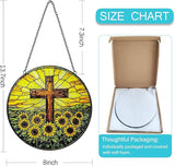 Stained Glass Window Hanging, 8 Inch Stained Glass Cross Sunflower Suncatcher, Christian Sun Catchers Indoor Window, Flower Cross Religious Home Garden Decor, Easter Faith Christian Gifts for Women