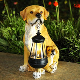 Garden Dog Statues Outdoor Decor, Solar Lights Outdoor Labrador Figurine Solar Dog Ornaments for Patio, Lawn, Yard Art Decoration, Housewarming Garden Gift