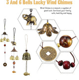 3 Pieces Feng Shui Wind Bell Wind Chimes Chinese Metal Bell Vintage Dragon Fish and Elephant Feng Shui Hanging Chime for Good Luck, Safe, Home Garden Patio Hanging Decoration