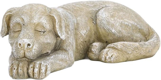 Hapivida Dog Garden Statue, 5.5in Mini Puppy Garden Memorial Stone Sleeping Dog Statue Decor Outdoor Resin Realistics Sculptures Gift Brown