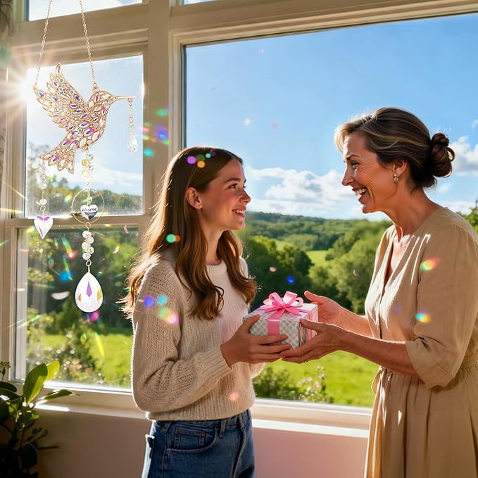 Hummingbird Gifts for Mom, Mom Gifts for Mothers Day Birthday from Daughter, Sun Catchers Indoor Window Outdoor Garden, Spring Home Decor Hummingbird Gift for Women Mother Grandma Bird Lovers