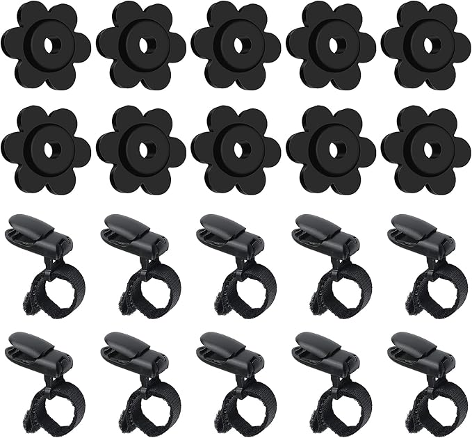 HOOSUN 20 Pack Garden Flags Clips And Stoppers,Tiger Clips For Garden Flag Holder,Rubber Stoppers Yard Flag Holder Clip for Small Flags Pole 4th of July Accessories