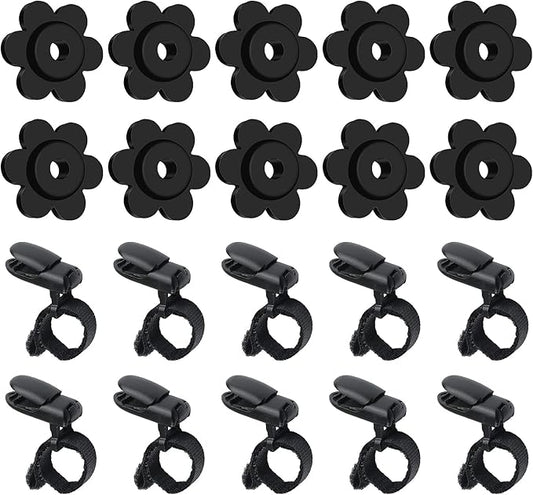 HOOSUN 20 Pack Garden Flags Clips And Stoppers,Tiger Clips For Garden Flag Holder,Rubber Stoppers Yard Flag Holder Clip for Small Flags Pole 4th of July Accessories