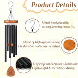 26” Aluminum Memorial Wind Chime for Outside, Sympathy Gift for Loss of Loved One, Outdoor Garden Patio Decoration, Remembrance Wind Chimes Home Decor for Mom Neighbor Funeral Bereavement Gift(Black)