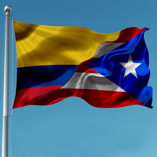 Colombian Colombia And Puerto Rico Puerto Rican Flag 3x5 Ft Double-Sided Printed Indoor/Outdoor Flag Polyester Fabric Decorative Banner With 2 Brass Grommets 3x5 Foot National Flags For Outside