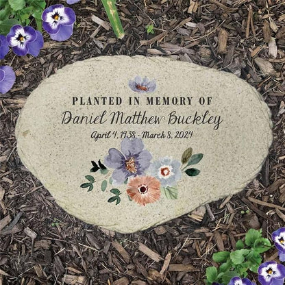 GiftsForYouNow Personalized Planted in Memory Flat Garden Stone