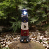 Solar Lighthouse Garden Outdoor Statues, Waterproof Lawn Lights Decor; Automatic Rotating Solar Lights for Yard, Patio, Ground, Tabletop Decoration; Unique Housewarming Gifts - Black